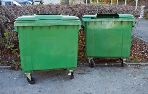 Construction site with waste containers for clearance in Camden